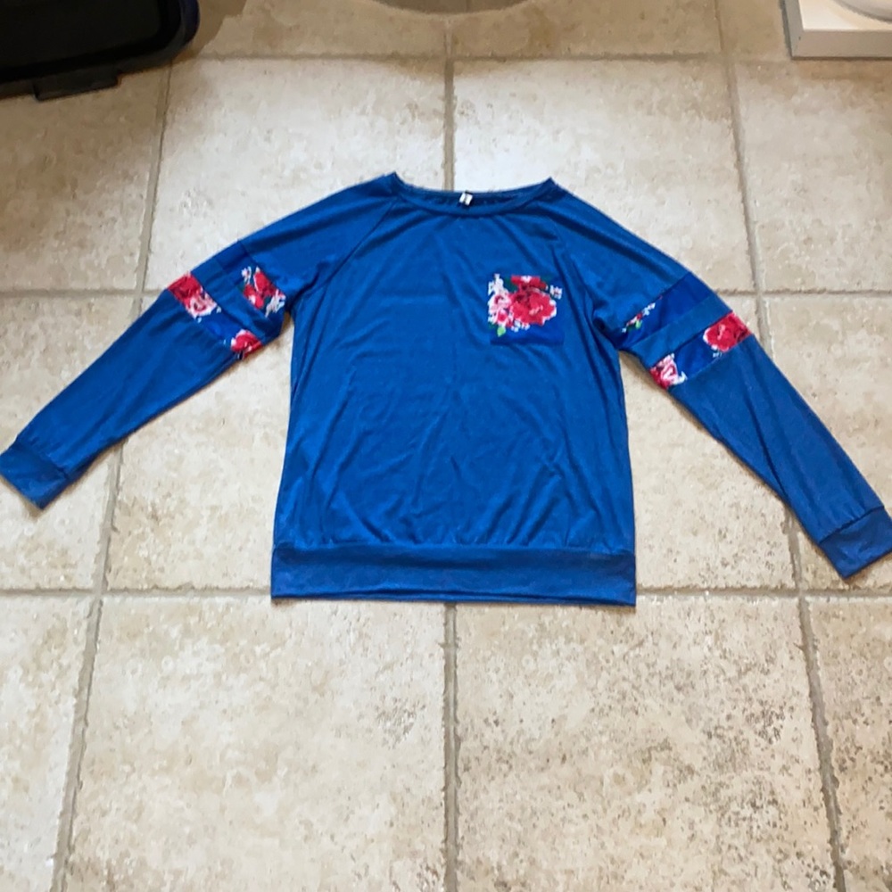 Blue floral sweater